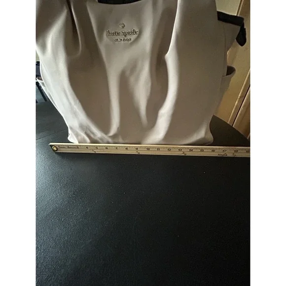 Large Kate Spade Diaper Bag Tan/pink Nylon Easy Wipe Down Shoulder Strap Clean - Picture 11 of 15